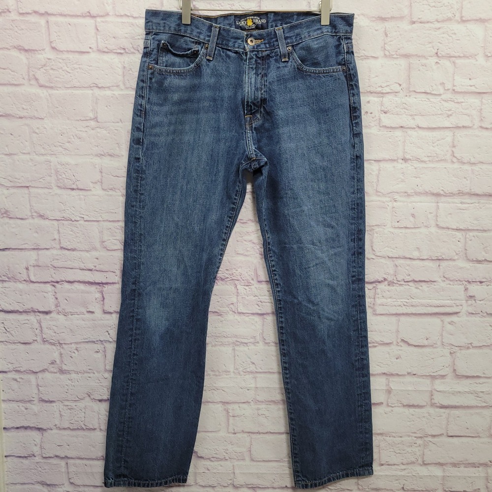 Lucky Brand 221 Original Straight Jeans Mens 33x32 Blue Denim Streetwear Casual
